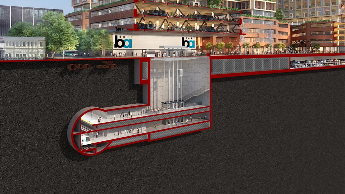 rendering of BART Phase II downtown underground station