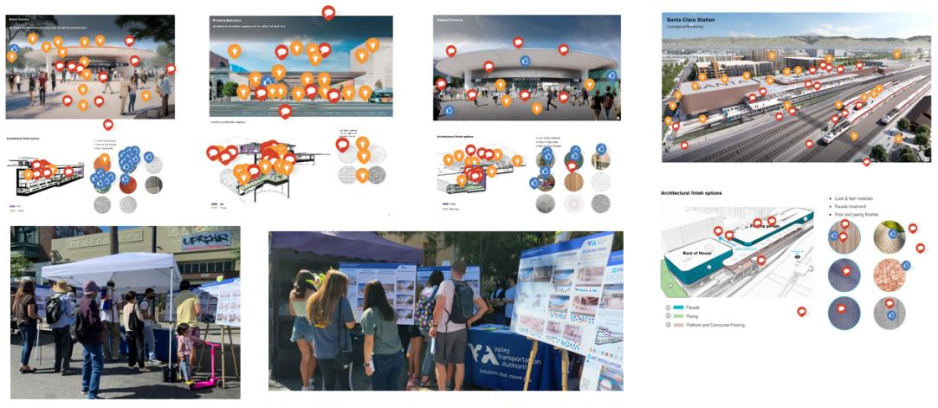 Images of virtual and in-person community engagement on the BART Silicon Valley Phase II Stations' look and feel